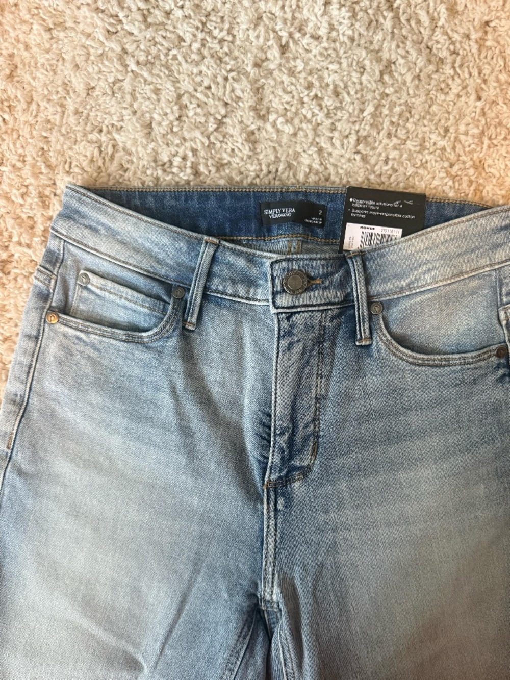 NWT Simply Vera Vera Wang Rhinestone Cuff Ankle Jeans Size 2 - Picture 3 of 7